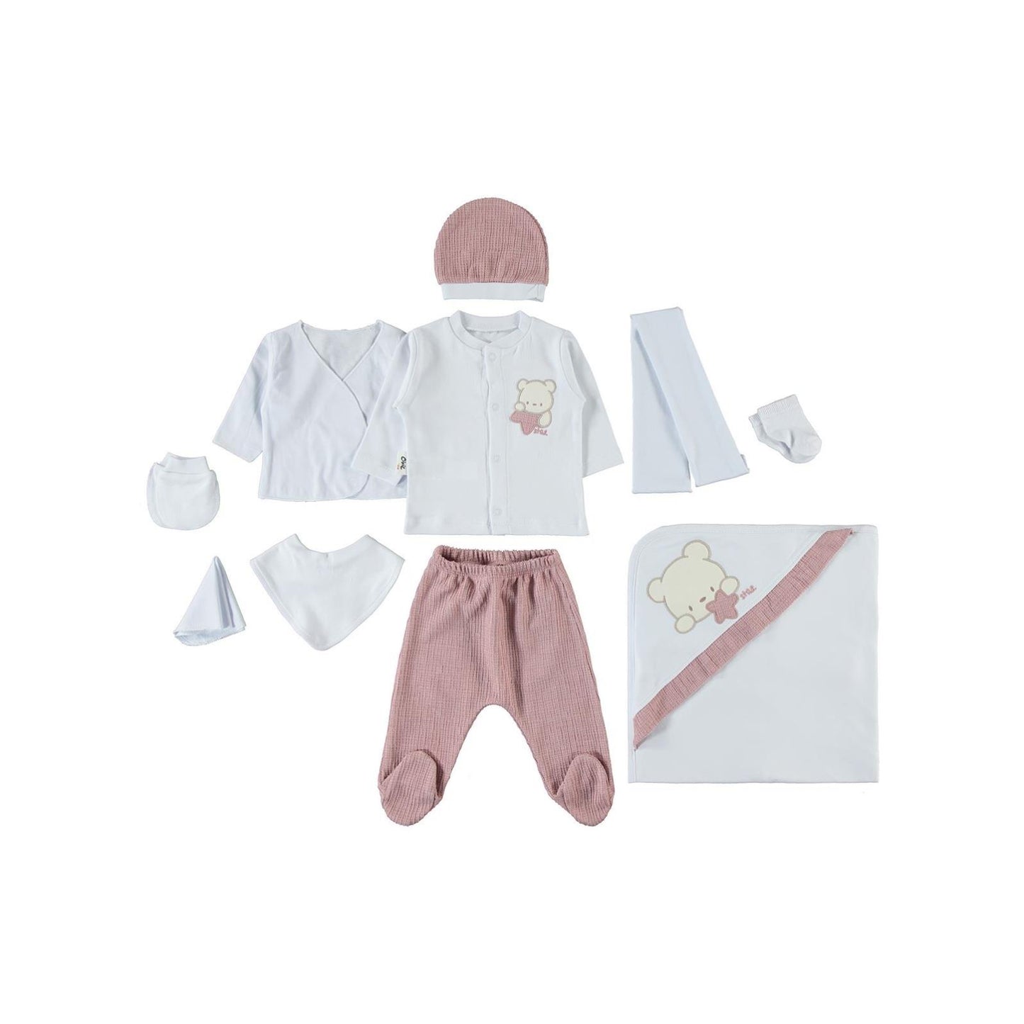 Civil Baby Unisex Bebek 10'lu Zıbın Seti  - Pudra