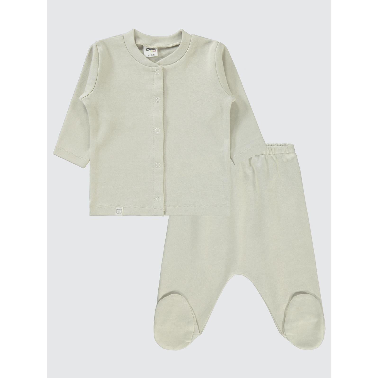Civil Baby Düz 1-6 Ay Pijama Takımı - Bej