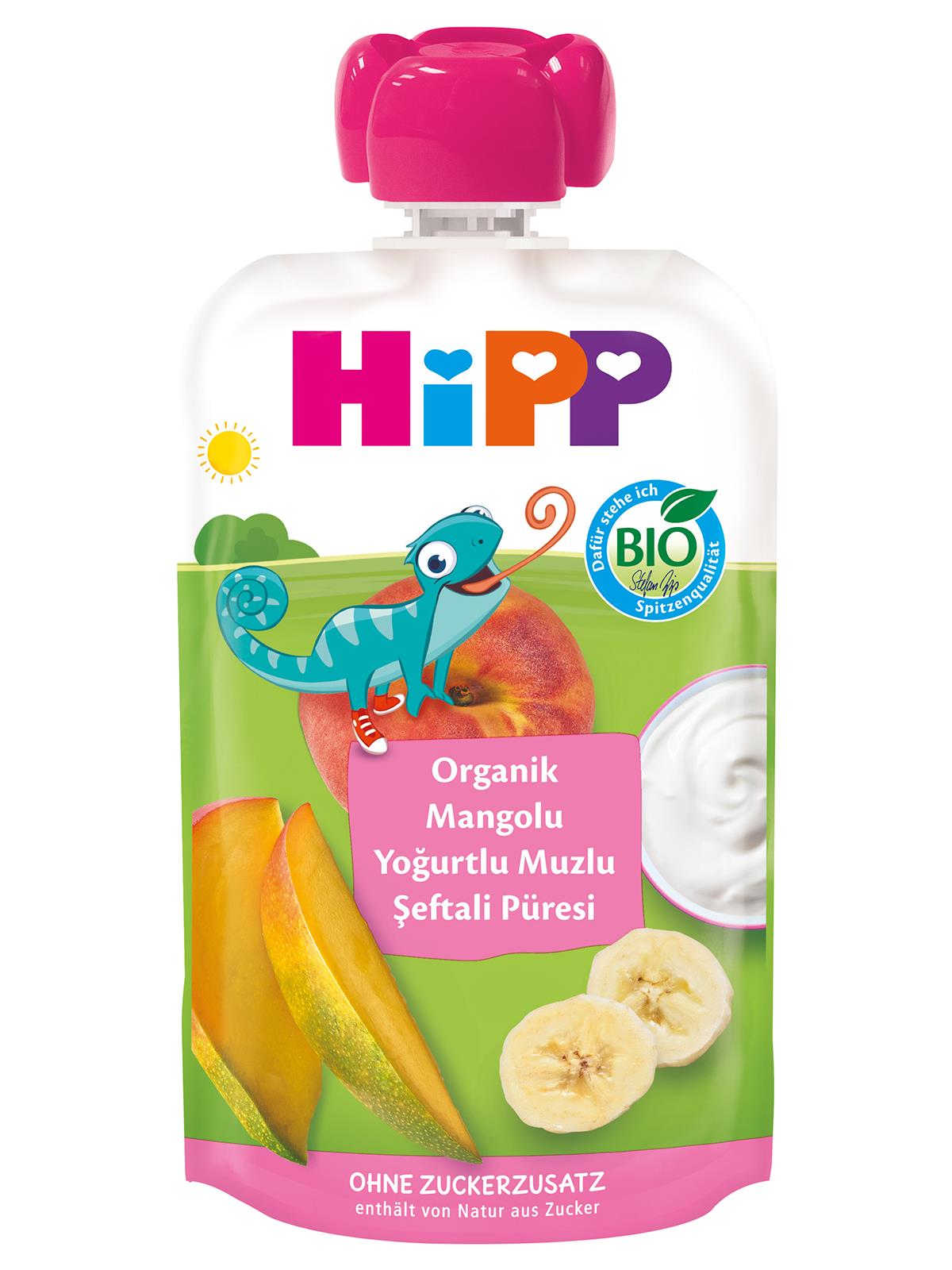 Hipp Mama Organik  Mangolu Yoğurtlu Muzlu Şeftali Püresi 100 gr