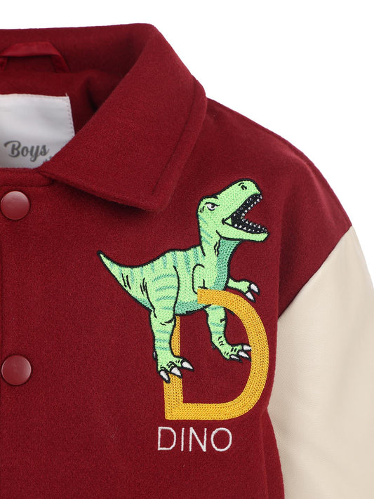 Civil Boys 1986 Dinozor Armalı Ceket | Mikro Uzun Kol Kapşonlu | Okul Kreş ve Günlük Kullanım - Bordo