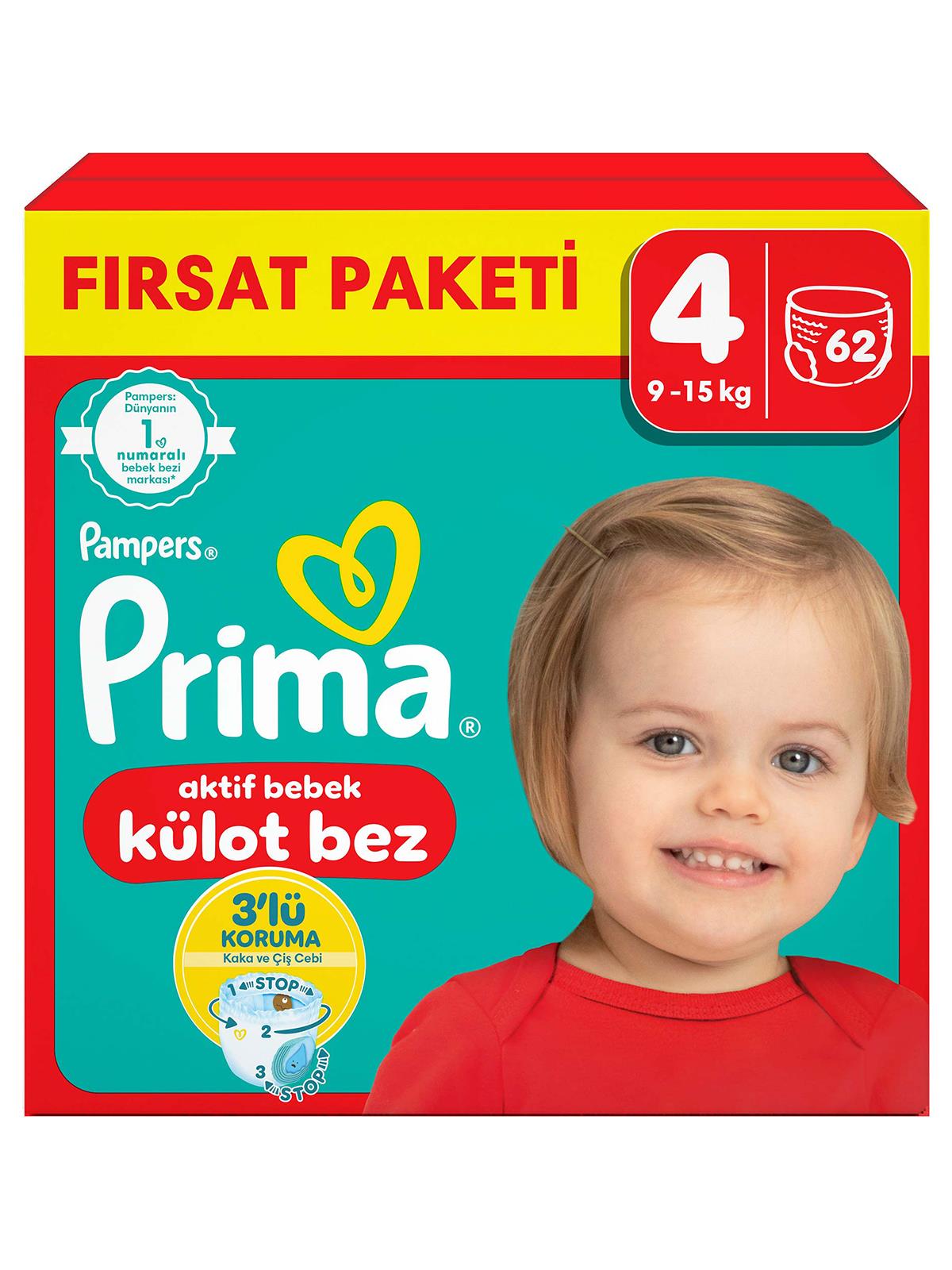 Prima Bebek Bezi Külot Bez Fırsat Paketi Maxi 4 Beden 62'li - Standart