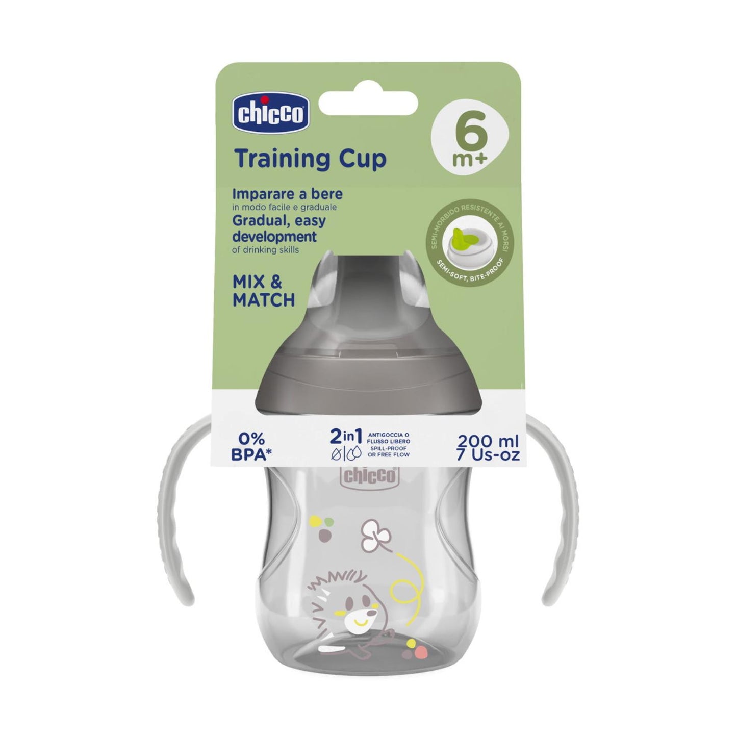 Chicco Yarı Yumuşak Uçlu Bardak 6 Ay+ - Gri