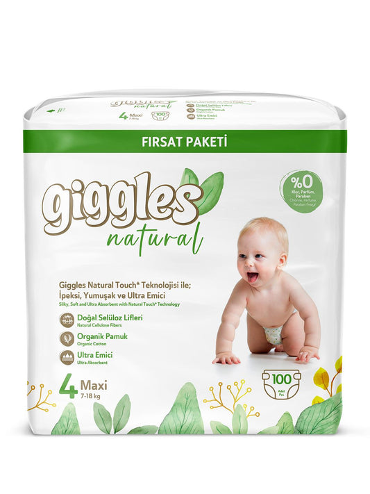 Giggles Natural Bebek Bezi Aylık Fırsat Paket Maxi 100 Adet