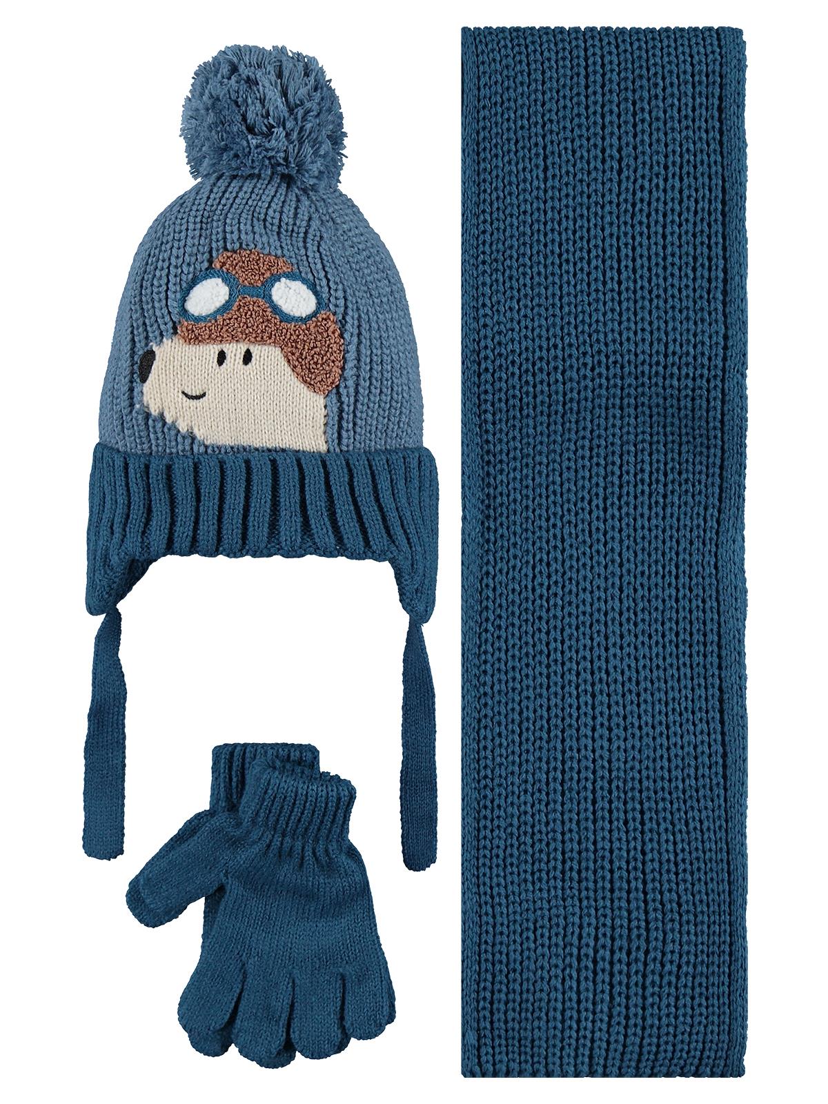 Kitti-Akal Tekstil Çocuk Erkek 1-4 Yaş Atkı Bere Eldiven Set