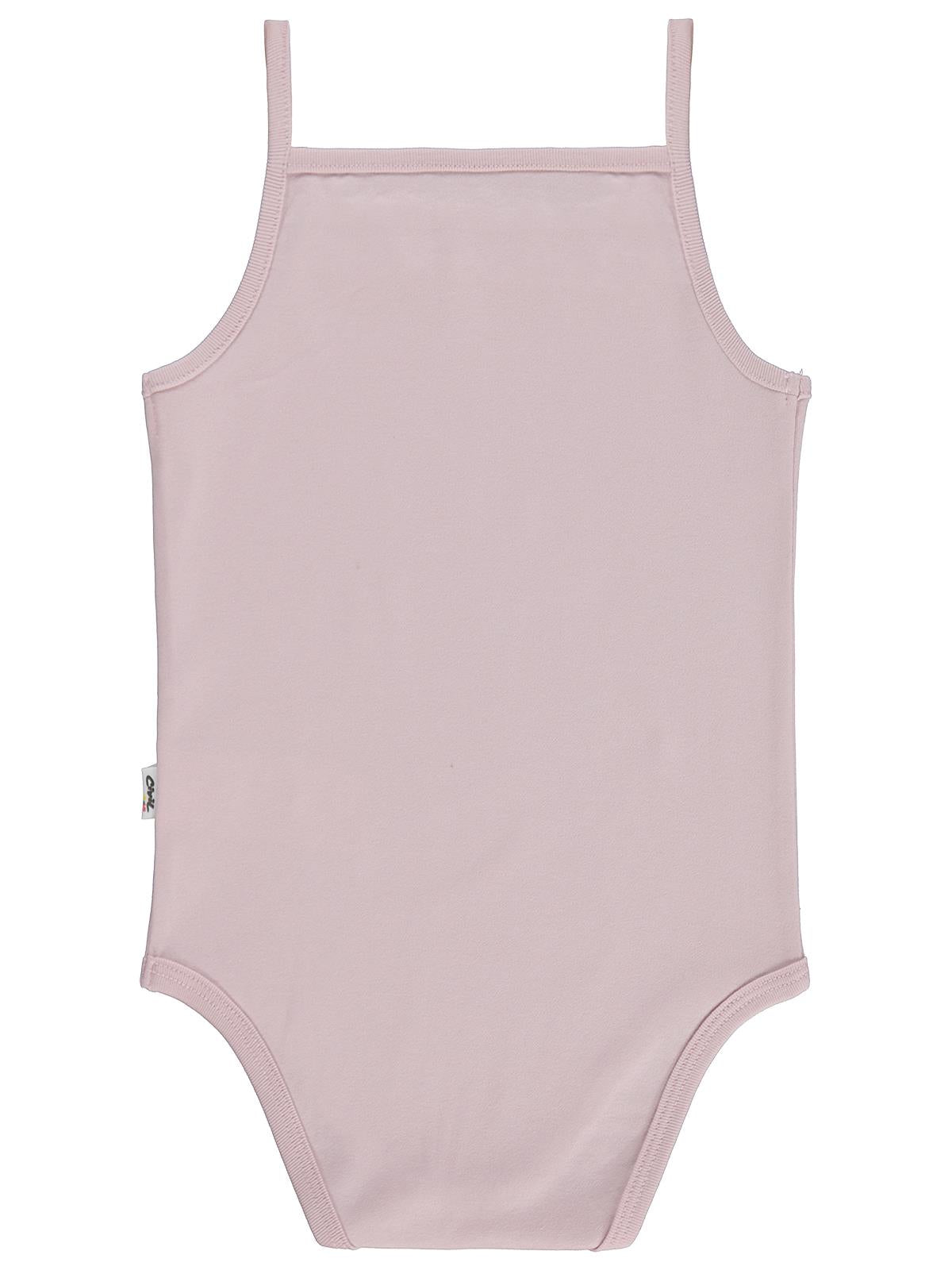 Civil Baby Penye İp Askılı Dantelli  Kız Çıtçıtlı Badi - Pembe