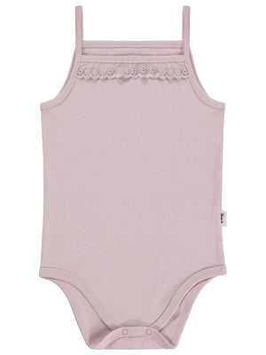 Civil Baby Penye İp Askılı Dantelli 3-9 Ay Kız Çıtçıtlı Badi - Pembe