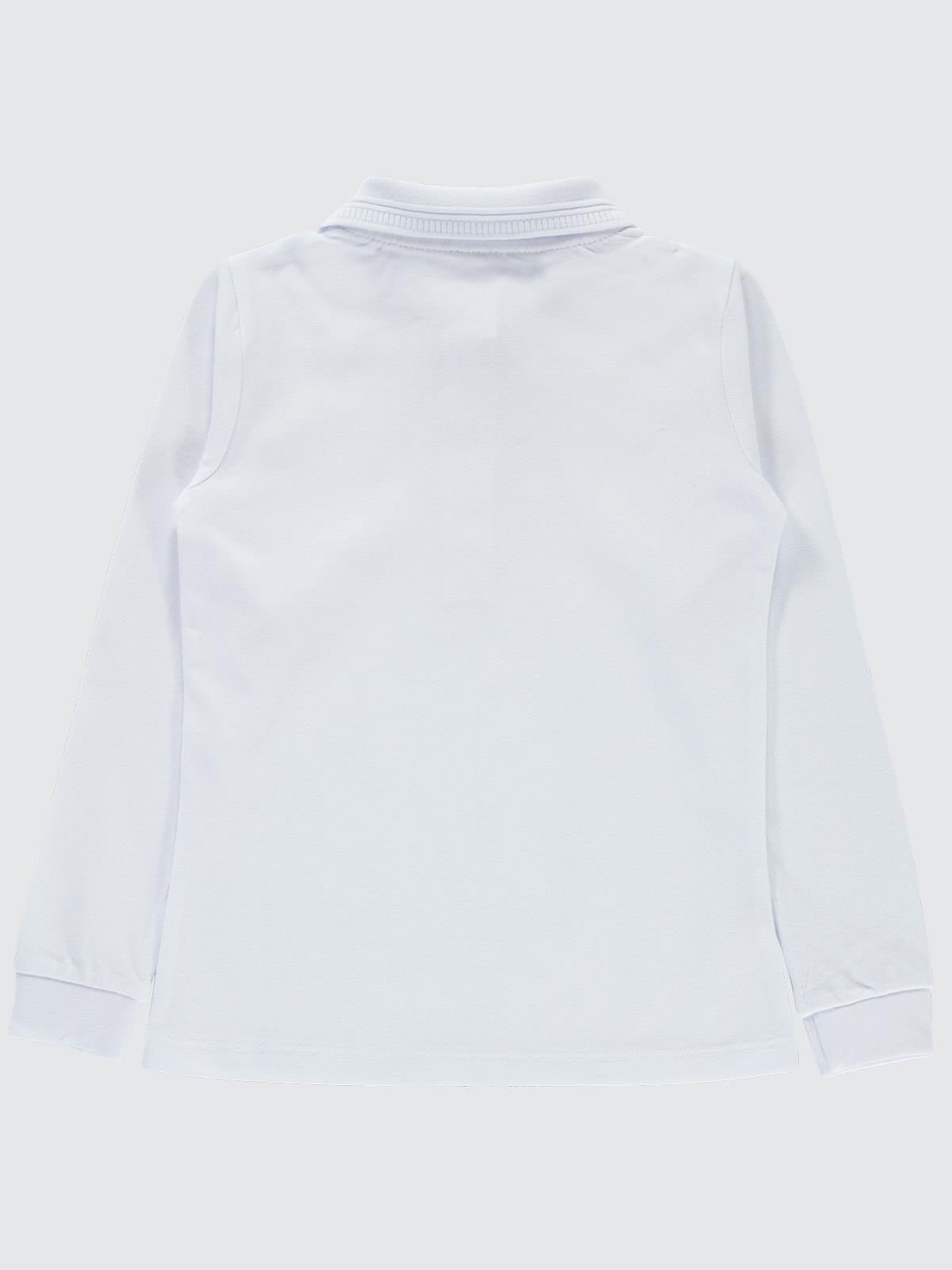 Civil Erkek Çocuk Basic Polo Pike Sweat | Polo Pike Uzun Kol | Okul Kreş ve Günlük Kullanım - Beyaz