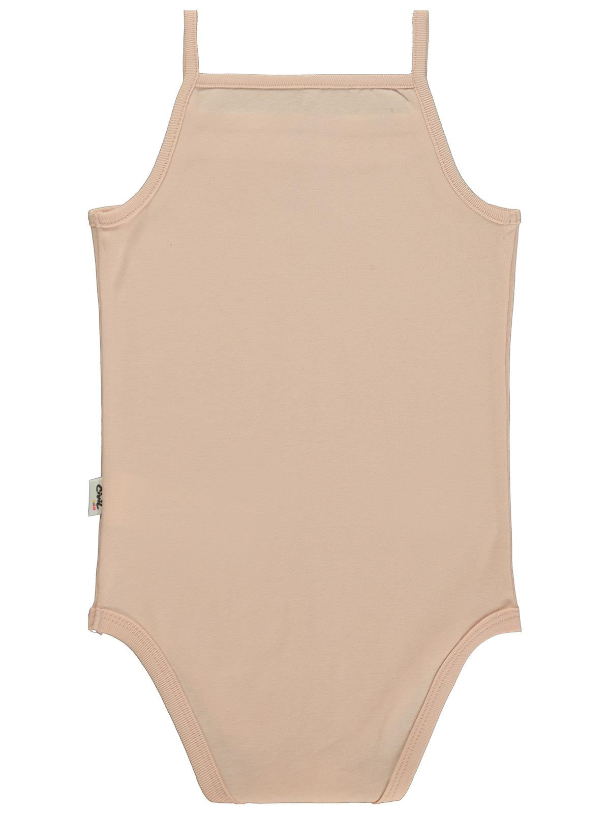 Civil Baby Penye İp Askılı Dantelli 3-9 Ay Kız Çıtçıtlı Badi - Pudra