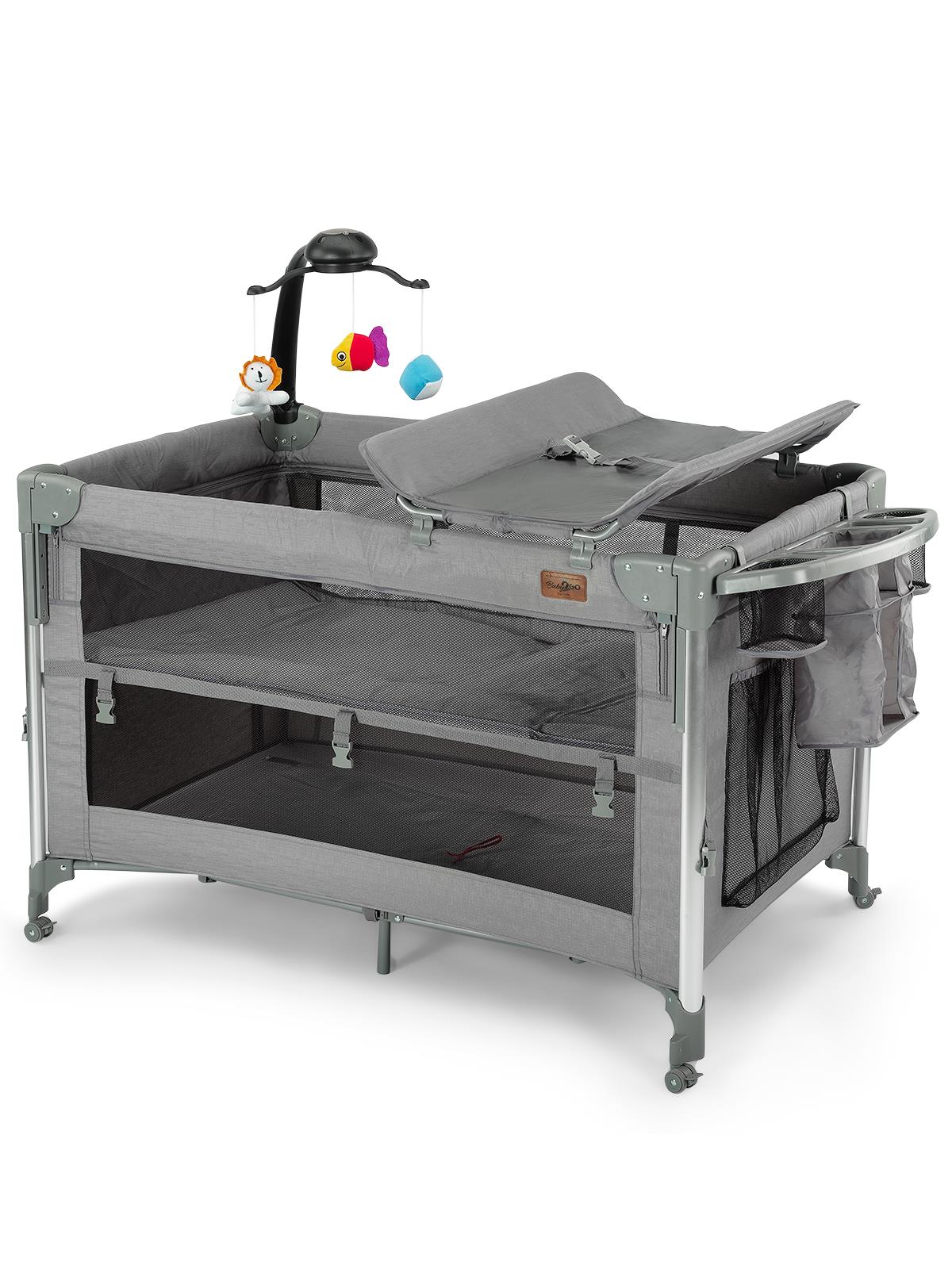 Baby2Go Luna Otomatik Anne Yanı Oyun Parkı 70x110 Cm - Gri