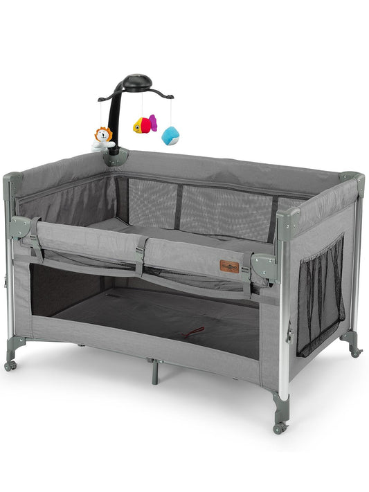 Baby2Go Luna Otomatik Anne Yanı Oyun Parkı 70x110 Cm - Gri