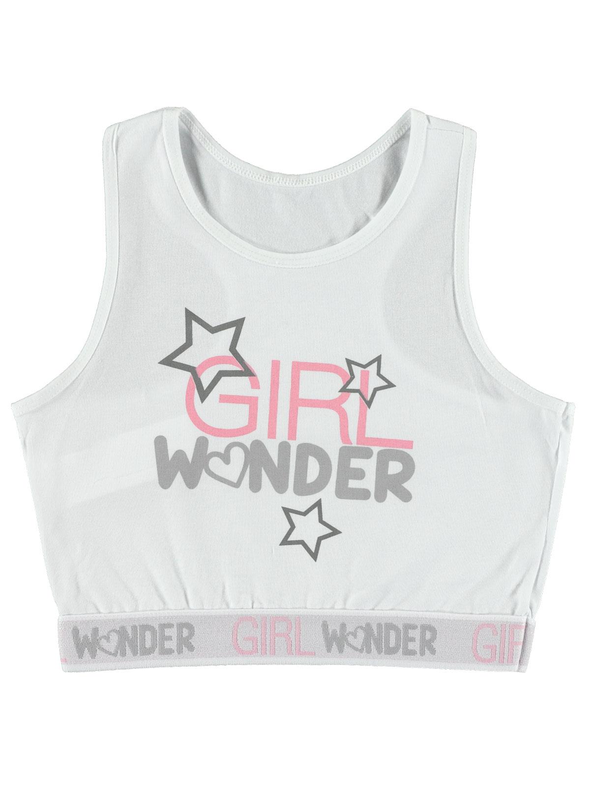 Civil Girl Wonder Baskı Büstiyer | İnterlok | Okul Kreş ve Günlük Kullanım - Beyaz