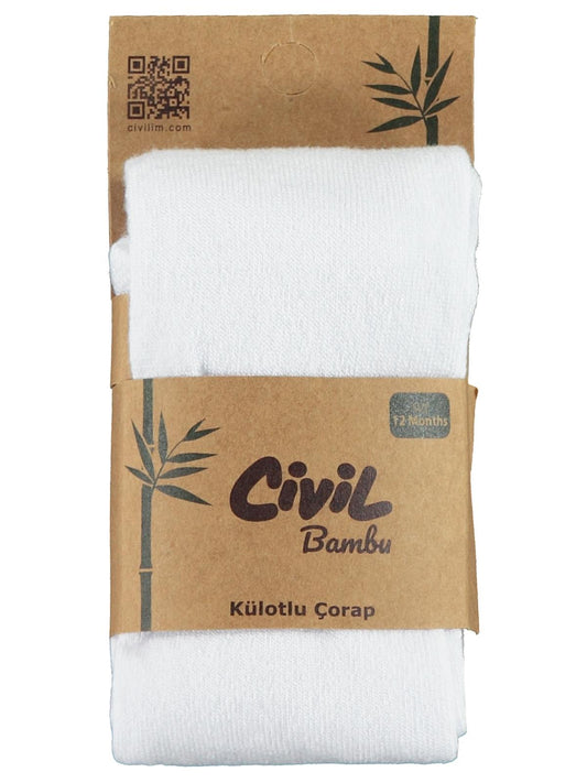 Civil Baby Kız Bebek Bambu Külotlu Çorap 1-12 Ay - Beyaz