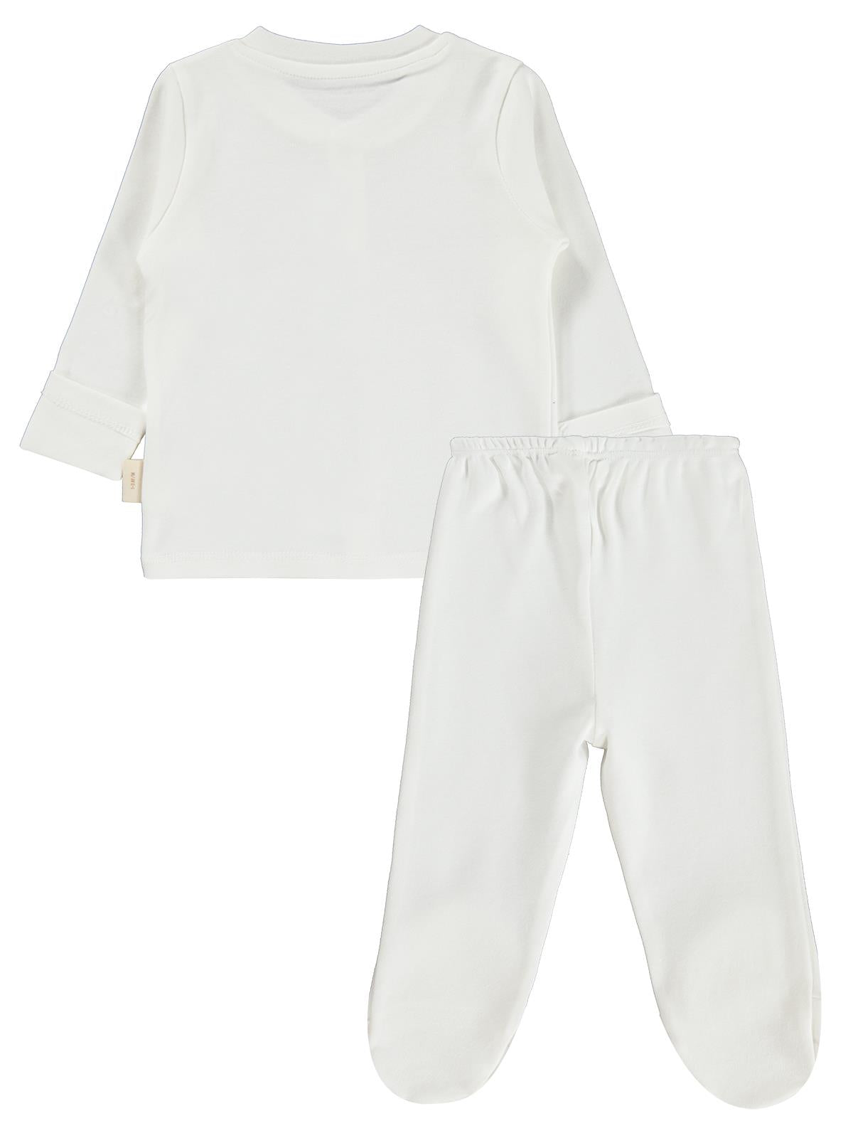 Civil Baby Organik Pamuklu 0-6 Ay Bebe Pijama Takımı - Ekru