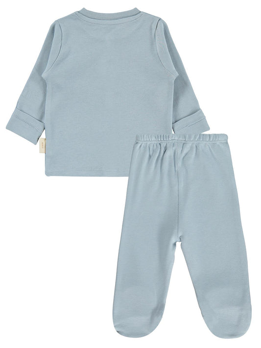 Civil Baby Organik Pamuklu 0-6 Ay Bebe Pijama Takımı - Mavi