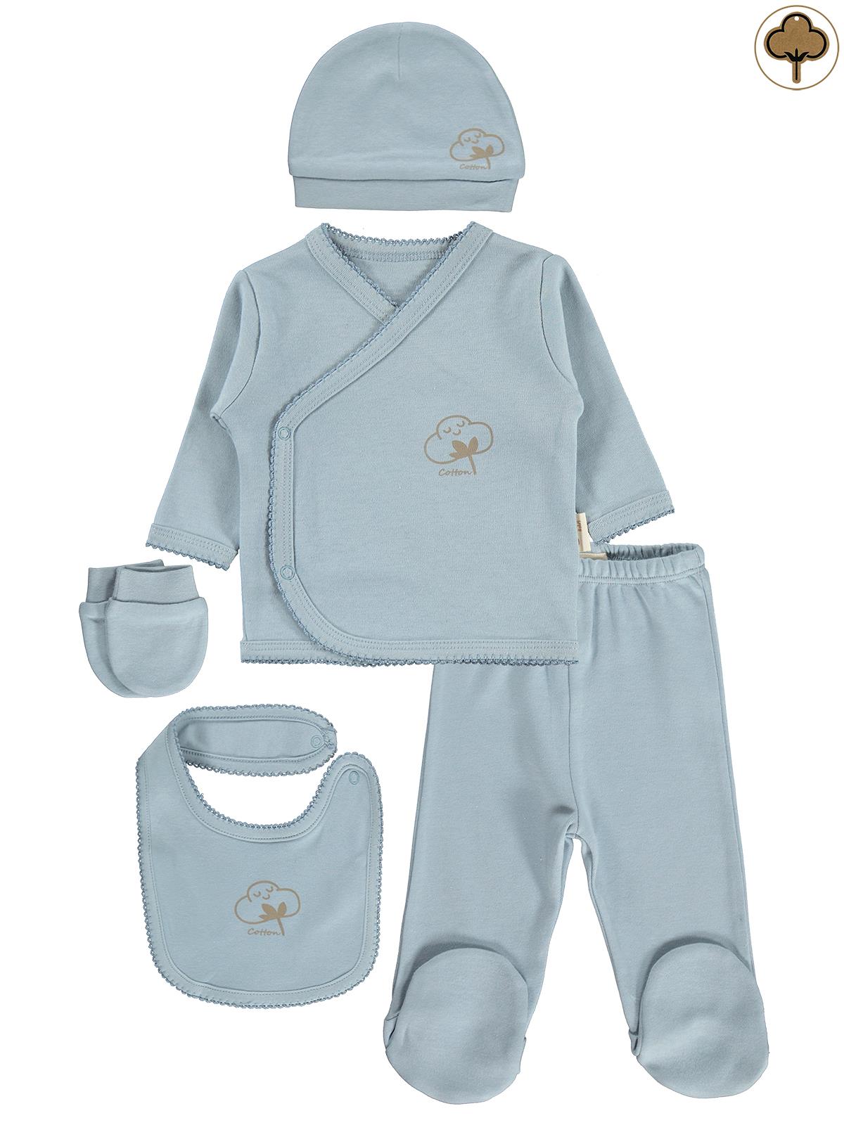 Civil Baby Organik Pamuklu 5 Li Zıbın Takımı - Mavi