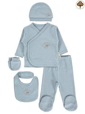 Civil Baby Organik Pamuklu 5 Li Zıbın Takımı - Mavi