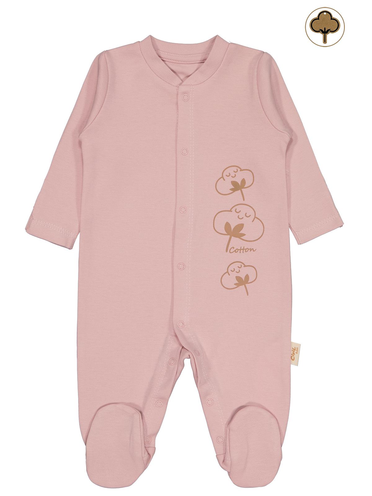 Civil Baby Organik Pamuklu Yenidogan 0-3 Ay Tulum - Pembe
