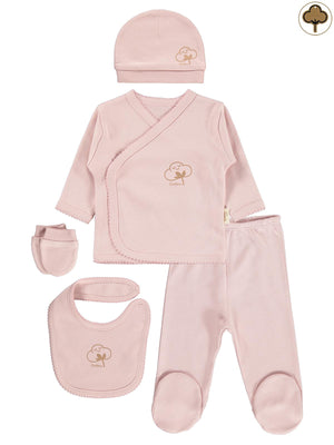 Civil Baby Organik Pamuklu 5 Li Zıbın Takımı - Pembe