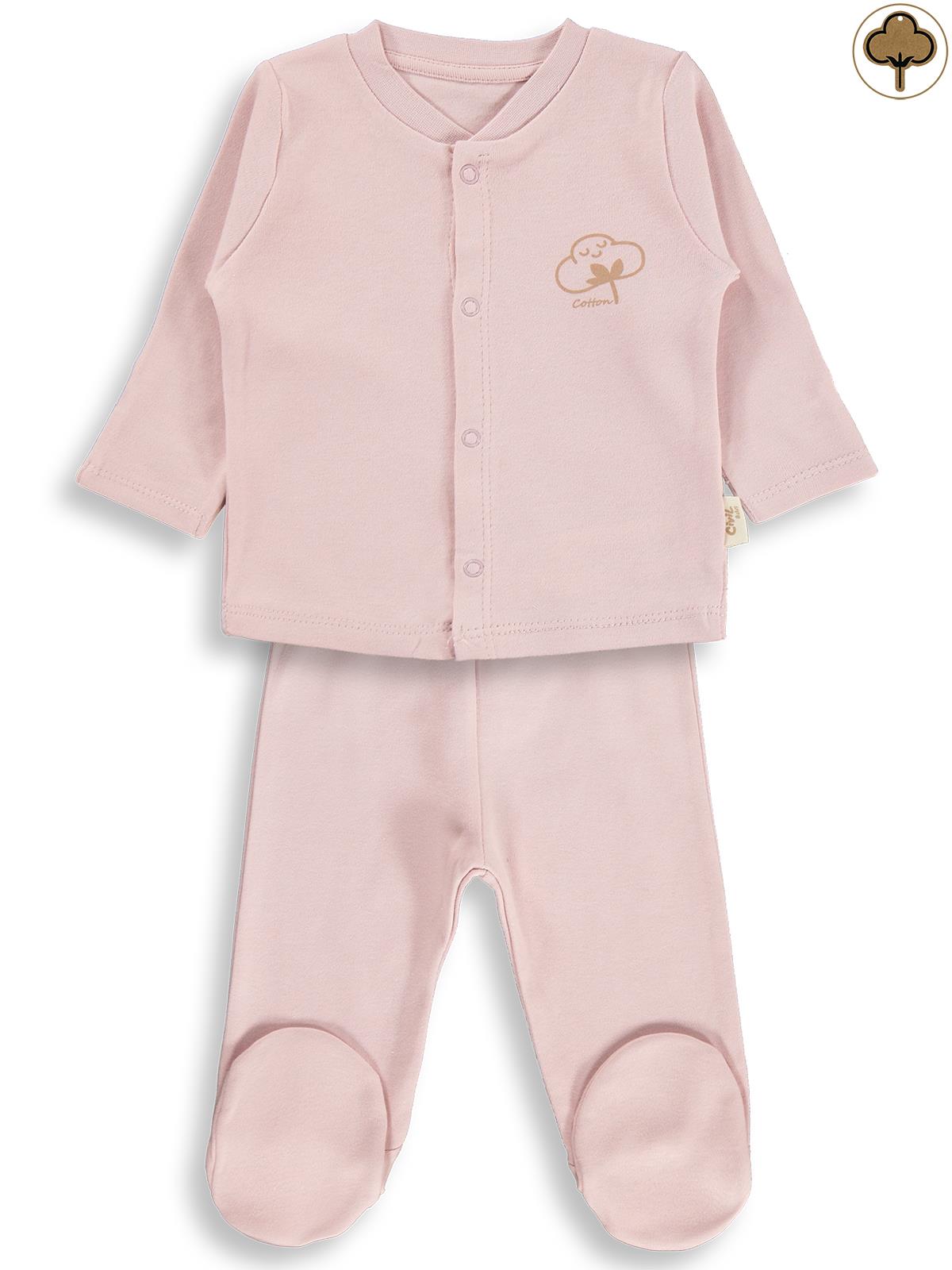 Civil Baby Organik Pamuklu 0-6 Ay Bebe Pijama Takımı - Pembe