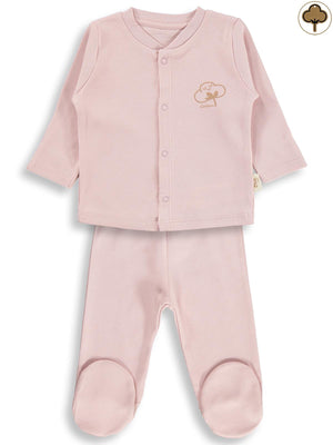 Civil Baby Organik Pamuklu 0-6 Ay Bebe Pijama Takımı - Pembe