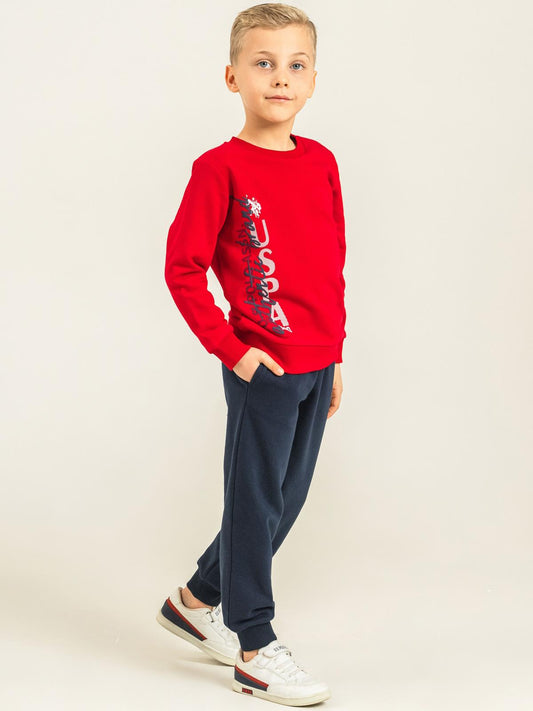 U.S. Polo Assn Kids Eşofman Takımı | 3 İp-3 İp Uzun Kol Bisiklet Yaka | Okul Kreş ve Günlük Kullanım - Kırmızı