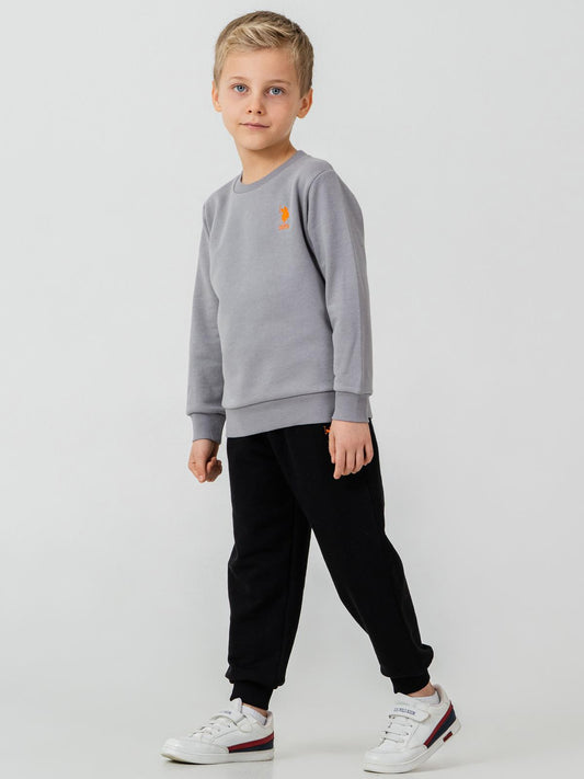 U.S. Polo Assn Kids Eşofman Takımı | 3 İp Şardonsuz -3 İp Şardonsuz | Okul Kreş ve Günlük Kullanım - Gri