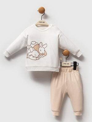 Moi Noi 2Li Baskılı 3-12 Ay Takım - Ekru