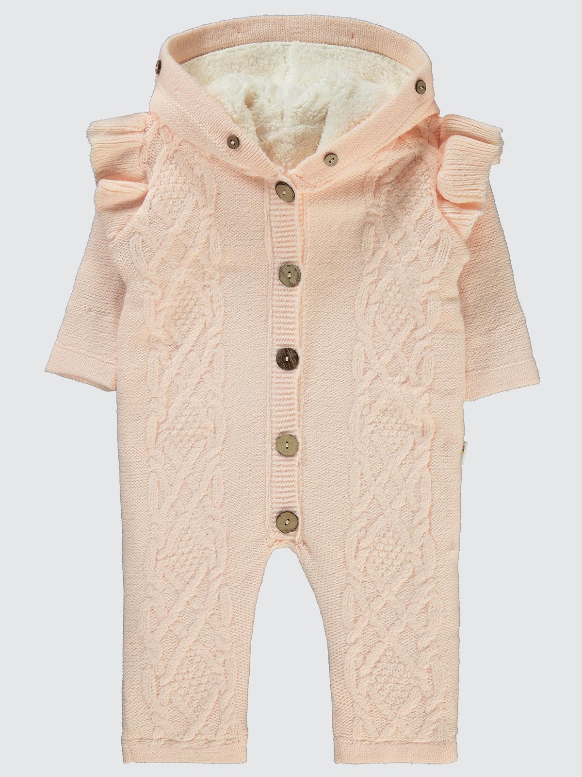 Civil Baby Polarlı Örgülü 6-18 Ay Tulum - Pudra