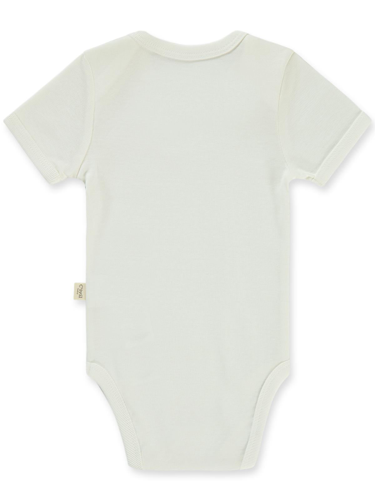 Civil Baby Düz Kısa Kol  Çıtçıtlı Badi - Beyaz