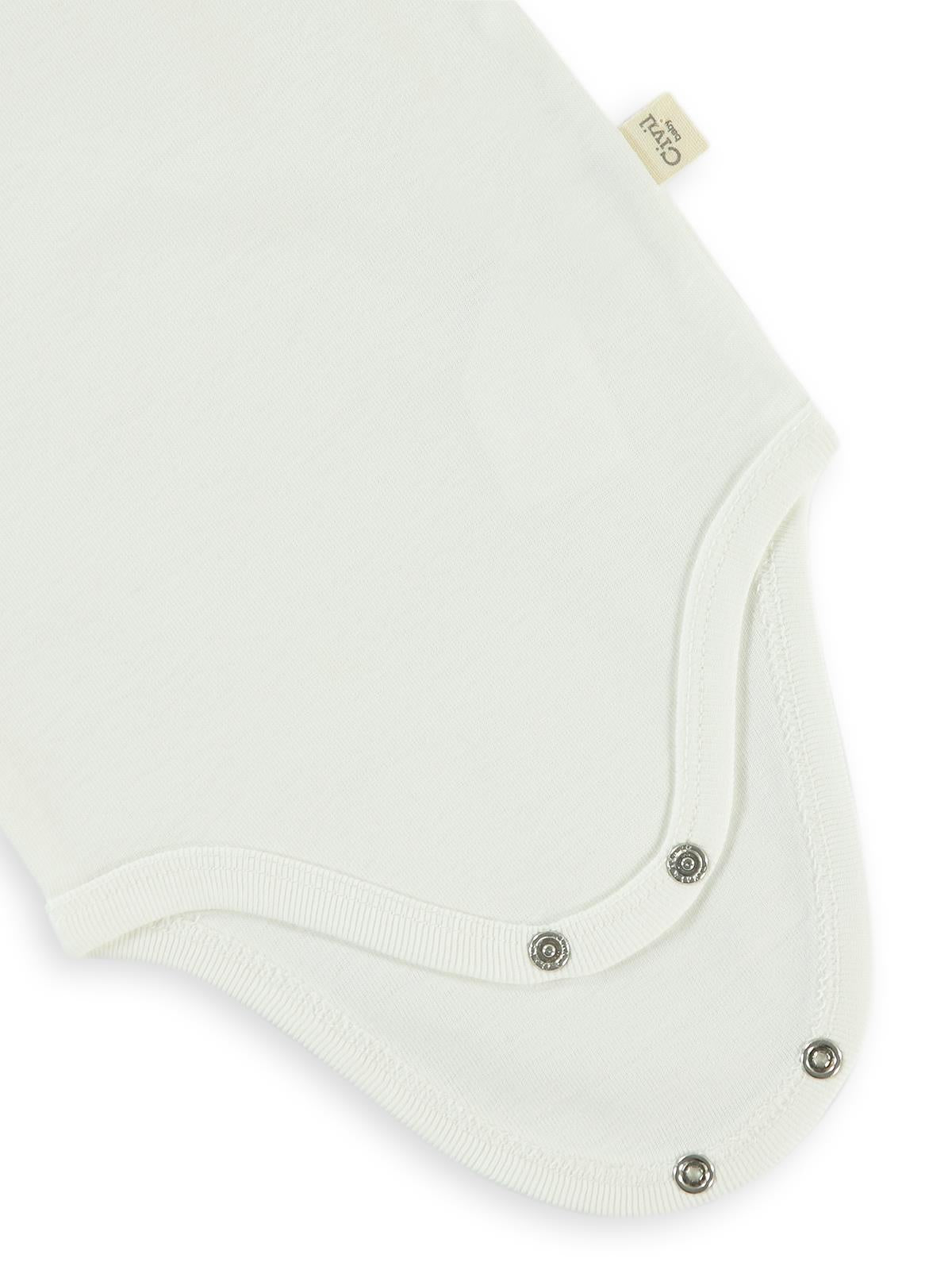 Civil Baby Düz Kısa Kol 3-9 Ay Çıtçıtlı Badi - Beyaz