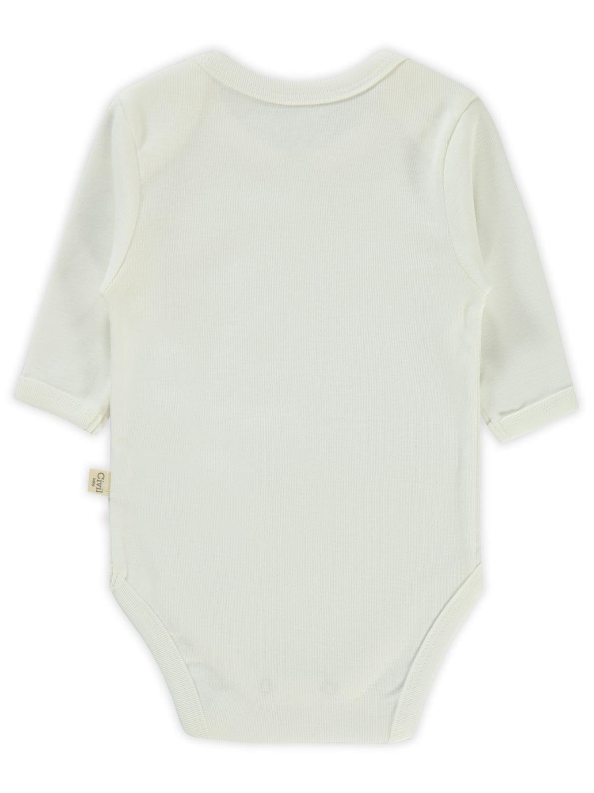 Civil Baby Düz Uzun Kol  Çıtçıtlı Badi - Beyaz