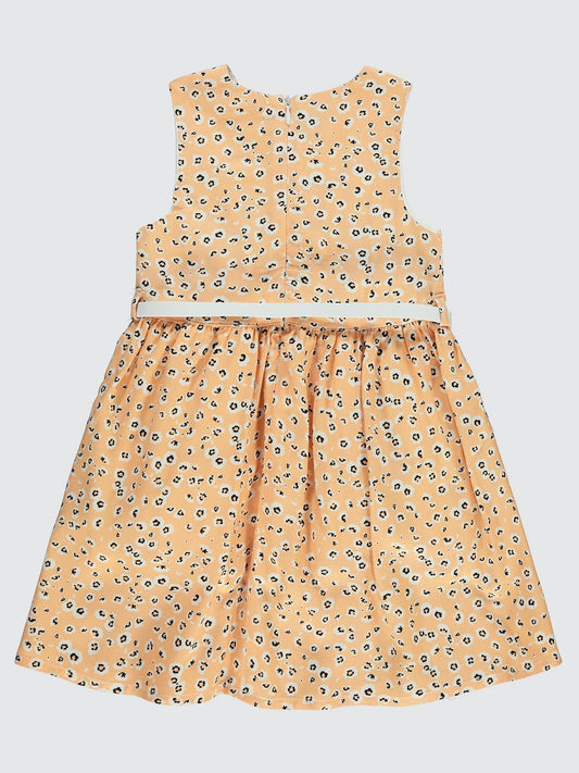Civil Girls Leopar Desenli 2-5 Yaş Elbise - Pudra