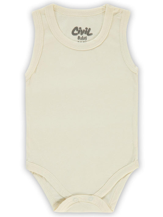 Civil Baby Basic Düz 1-18 Ay Çıtçıtlı Badi - Ekru
