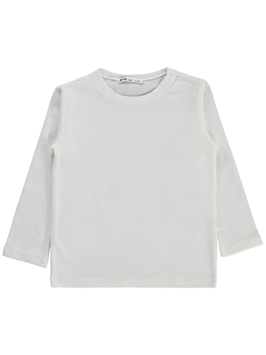Civil Boys Erkek Çocuk Basic Sweatshirt | Likralı Süprem Uzun Kol | Okul Kreş ve Günlük Kullanım - Ekru