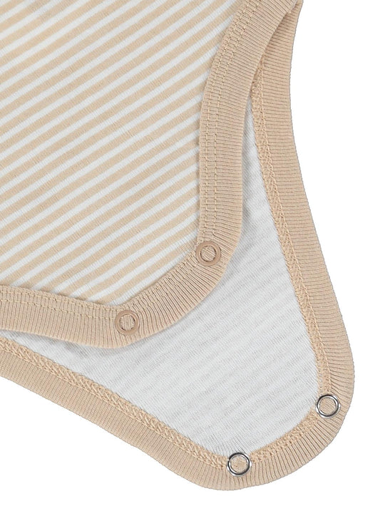 Civil Baby Çizgili Empirme 1-36 Ay Çıtçıtlı Badi - Kahve