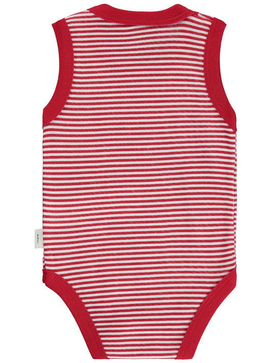 Civil Baby Çizgili Empirme 1-36 Ay Çıtçıtlı Badi - Kırmızı