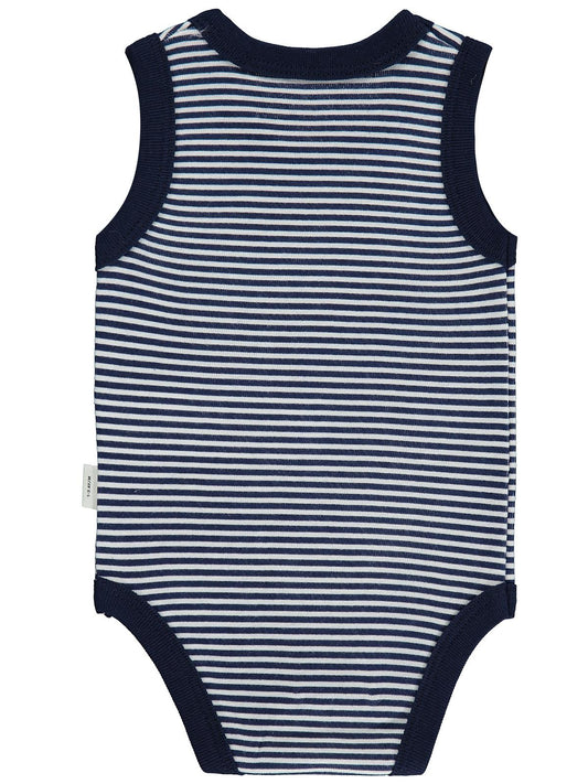 Civil Baby Çizgili Empirme 1-36 Ay Çıtçıtlı Badi - Lacivert