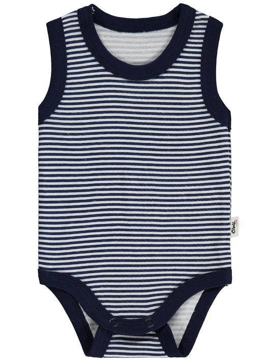 Civil Baby Çizgili Empirme 1-36 Ay Çıtçıtlı Badi - Lacivert