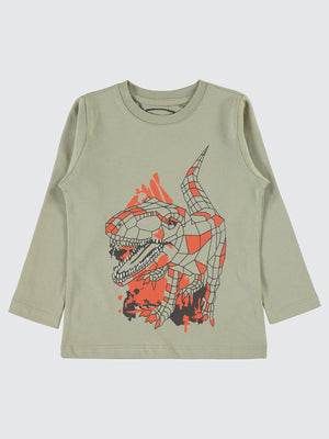 Civil Boys Geometrik Dino Baskılı 2-5 Yaş Sweatshirt - Gri