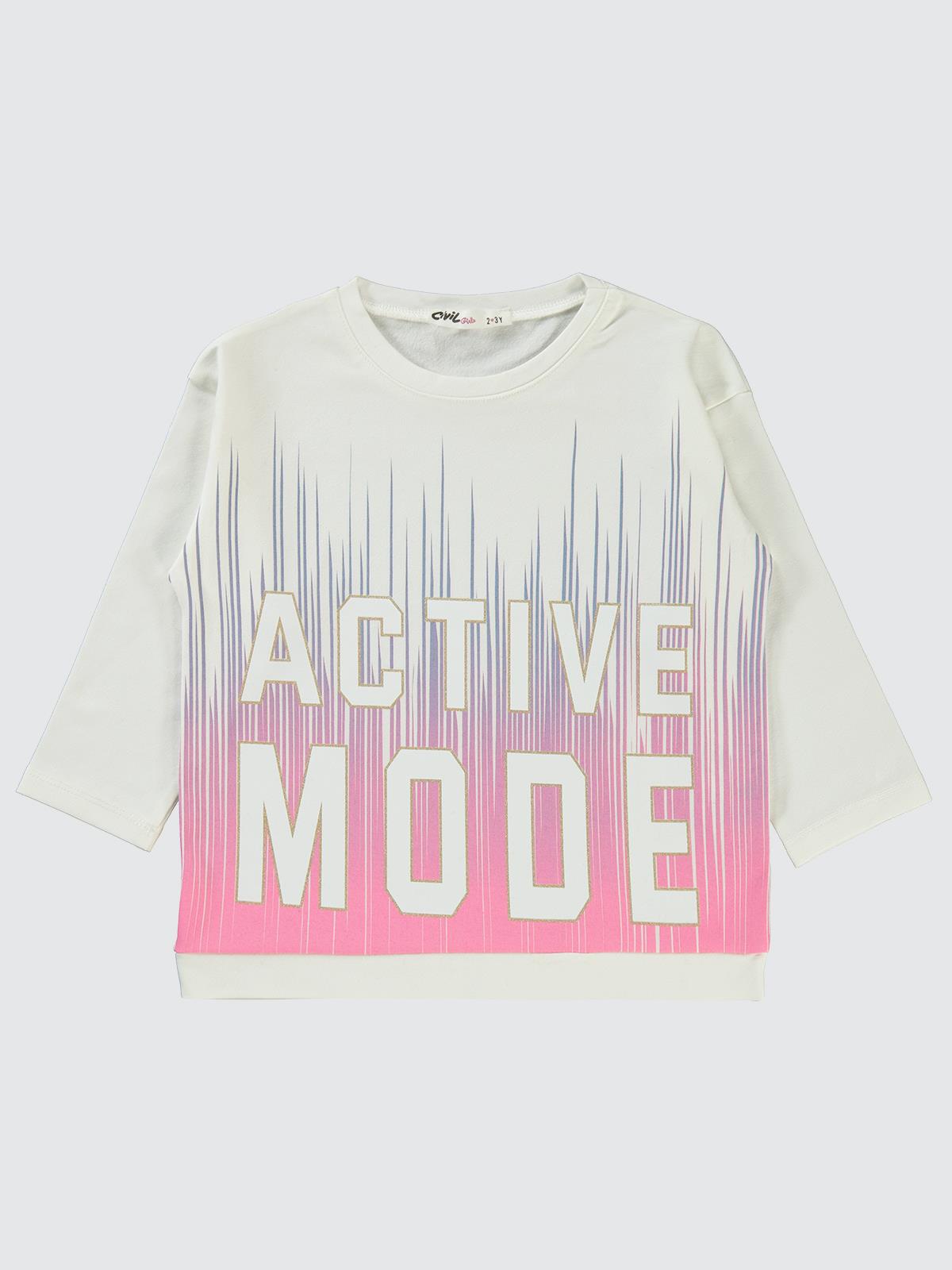 Civil Girls Active Mode Baskılı 2-5 Yaş Sweatshirt - Kırık Beyaz