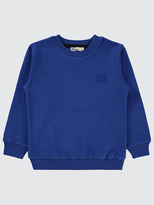 Civil Erkek Çocuk 96 Nakışlı Sweatshirt | Selanik Uzun Kol | Okul Kreş ve Günlük Kullanım - Mavi
