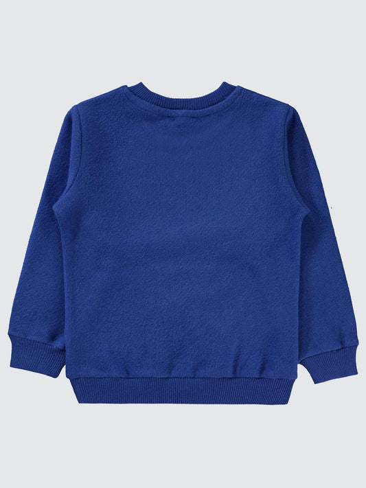 Civil Erkek Çocuk 96 Nakışlı Sweatshirt | Selanik Uzun Kol | Okul Kreş ve Günlük Kullanım - Mavi