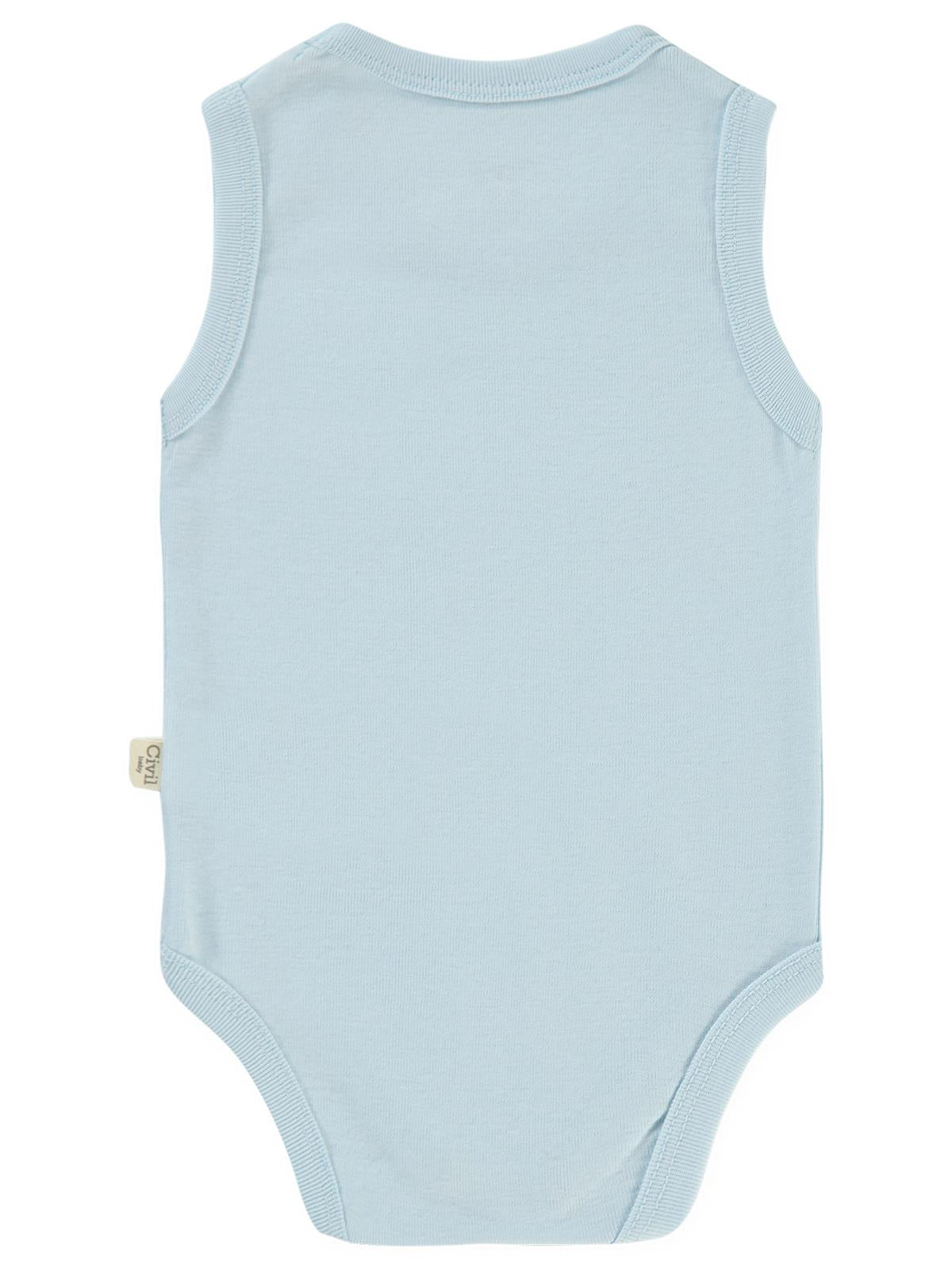 Civil Baby Düz Renkli 3-9 Ay Çıtçıtlı Badi - Mavi