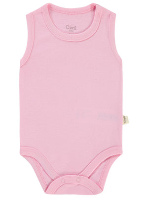 Civil Baby Düz Renkli 1-3 Yaş Çıtçıtlı Badi - Pembe