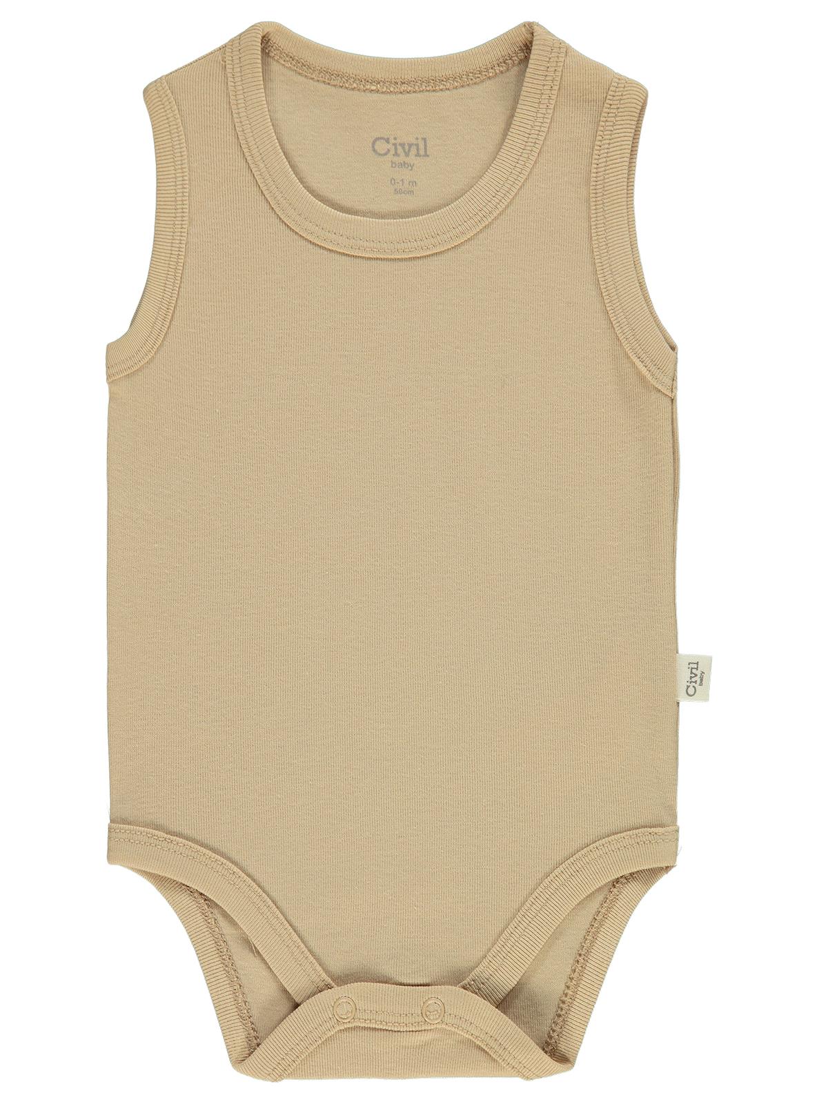 Civil Baby Düz Renkli  Çıtçıtlı Badi - Kahverengi
