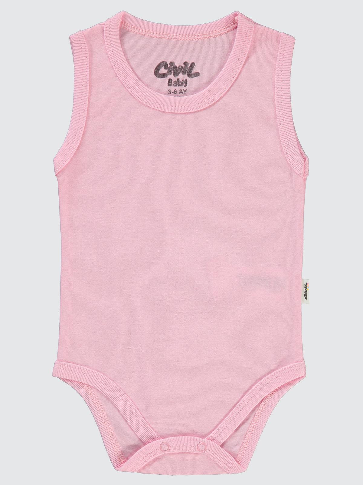 Civil Baby Düz Renkli 1-3 Yaş Çıtçıtlı Badi - Pembe