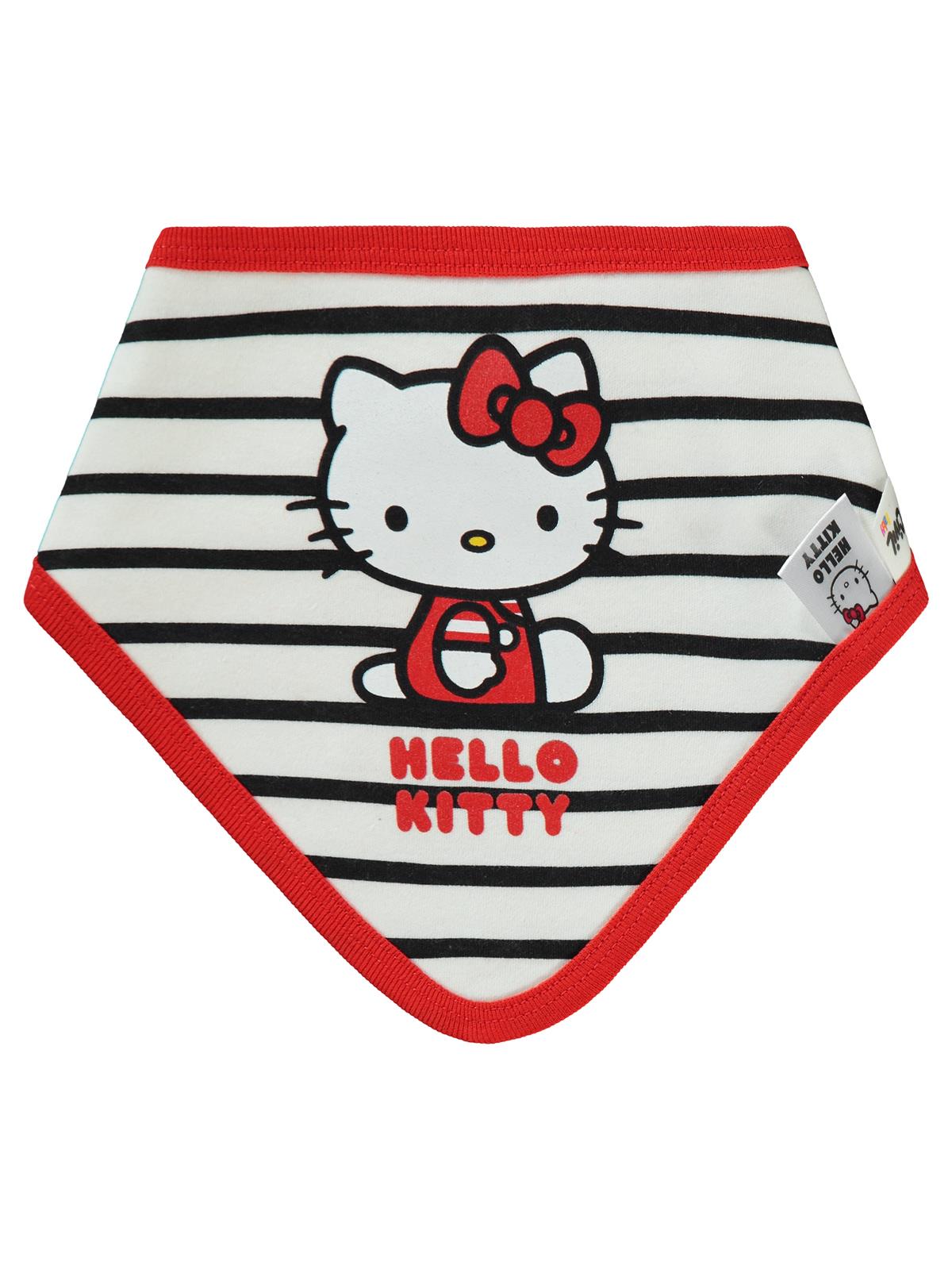 Hello Kitty Çizgi Desenli  0-24 Ay 2'Li Mama Önlüğü - Siyah