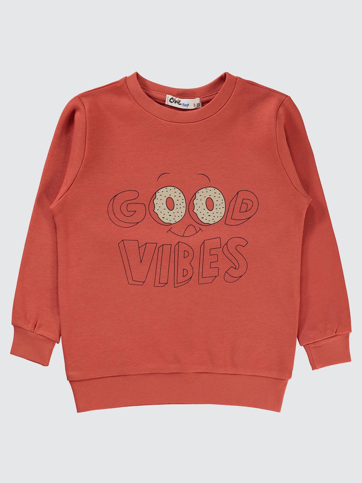 Civil Boys Good Vıbes Baskılı 2-5 Yaş Sweatshirt - Turuncu