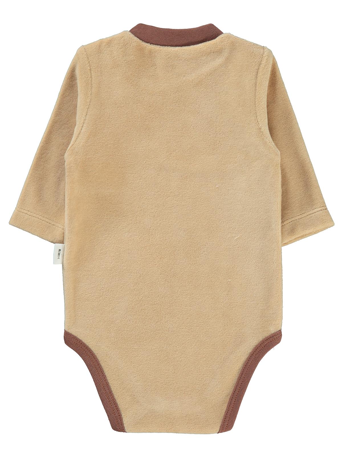 Civil Baby Dinozor Baskılı 1-18 Ay Çıtçıtlı Badi - Kahverengi