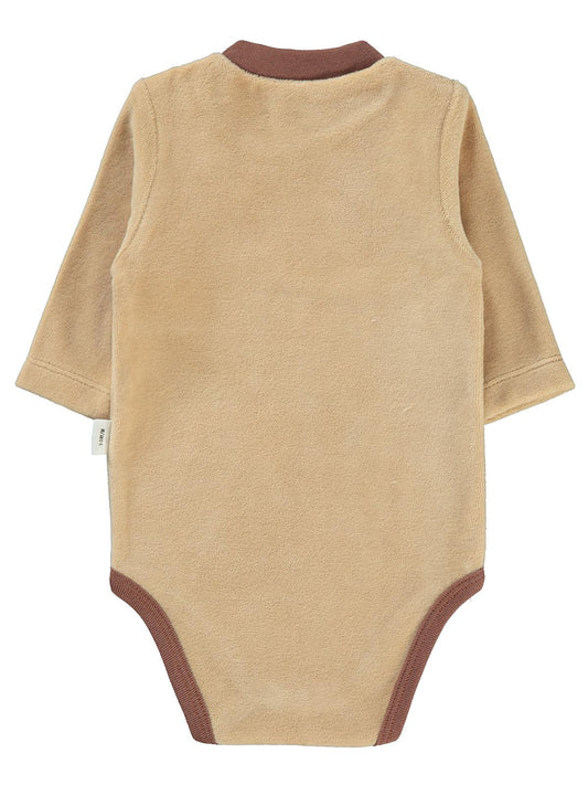 Civil Baby Dinozor Baskılı 1-18 Ay Çıtçıtlı Badi - Kahverengi
